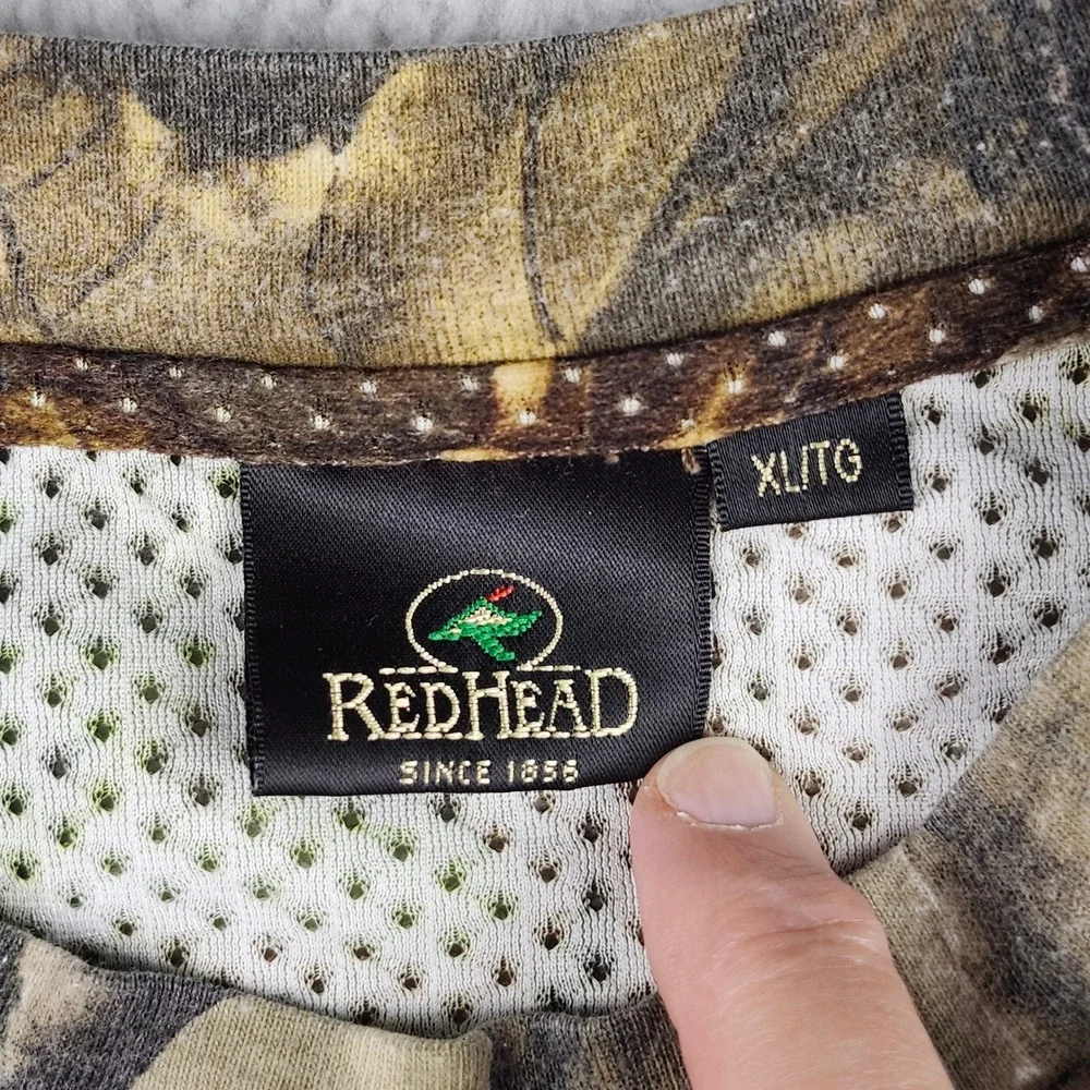 RedHead Camo Long Sleeve Shirt Mens XL Brown Realtree‎ APG Mesh Pocket Tee